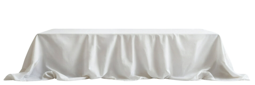 White tablecloth draped over a dining table, cut out
