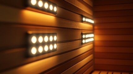 String lights adorn the wooden wall, ideal for decorating events or parties