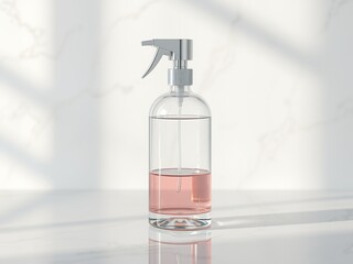 Fototapeta premium Luxurious Glass Cleaner Dispenser with Marble Accents and Reflections