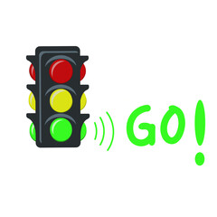 traffic light illustration. traffic sign elements. The green light is on, the command to go