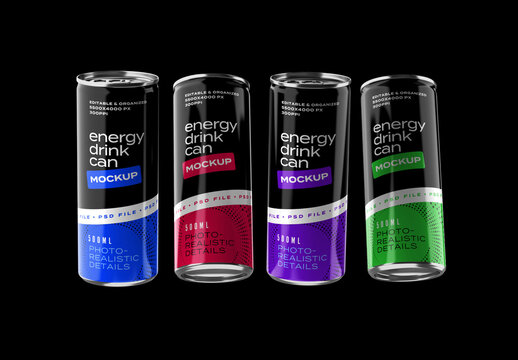Energy Drink Can Packaging Mockup
