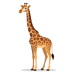 Naklejka premium Watercolor Giraffe flat style vector art on a white background
