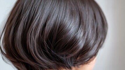 Naklejka premium Dark bob haircut, close-up view