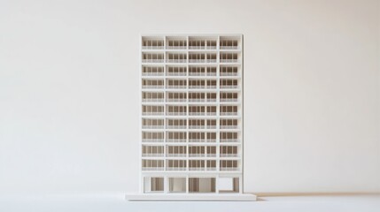Model of a modern apartment building on white background. Possible use for architecture, design, and real estate stock photos