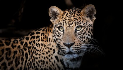 Obraz premium Leopard Hiding in Shadows Majestic Predator Camouflaged Amidst Forest Dappled Light, Capturing a Moment of Mystery and Elegance