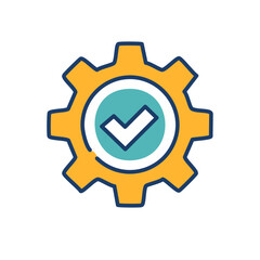 download vector icon on round internet button gear with green checkmarks