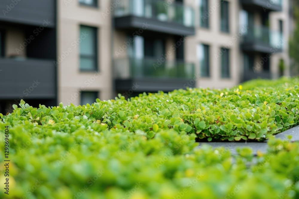Aufkleber a residential building with overgrown bushes in front, suitable for various uses such as nature-insp