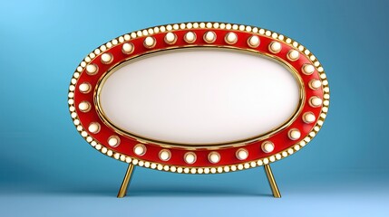 Red and gold frame with retro marquee sign featuring blank space for custom text