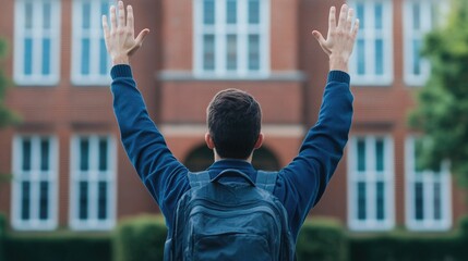 College Freshman Walks Toward Dorm as Parents Wave Goodbye with Pride an Emotional Moment Marking a New Journey and Family Support