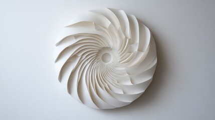 Abstract white circular sculpture on plain background.  Possible use Stock photo