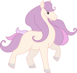 Cute unicorn. Purple fantasy animal - Magical Unicorn  in  flat style
