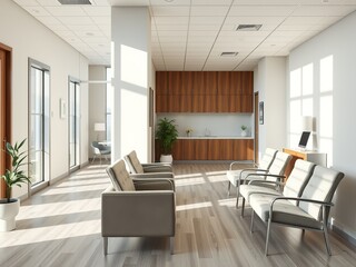 Fototapeta premium Modern Medical Waiting Room with Comfortable Seating