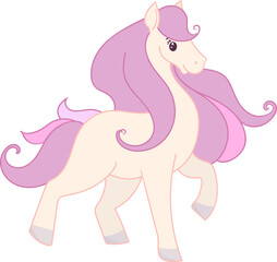 Cute unicorn. Purple fantasy animal - Magical Unicorn  in cartoon flat style