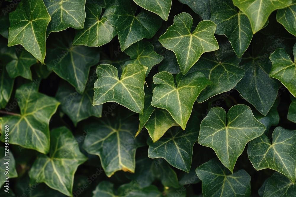 Poster a detailed view of a cluster of green leaves