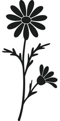 Elegant Wildflower Silhouette – Black Vector Floral Illustration