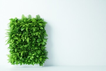 Fototapeta premium Lush greenery arranged in rectangular shape against simple, mini