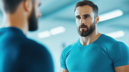 Fitness Enthusiast Adjusting Equipment Settings with Trainer s Guidance for Focused Personal Growth and Dynamic Action in a Modern Gym Environment