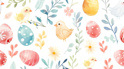 Obraz premium Spring Easter watercolor digital paper