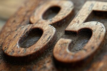 A close-up shot of a wooden table with a single number