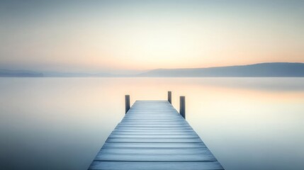 Tranquil sunrise over a calm lake, evoking peace and serenity.
