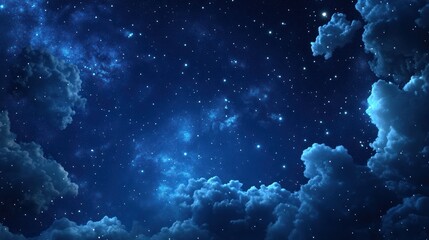 Fototapeta premium Starry night sky through clouds
