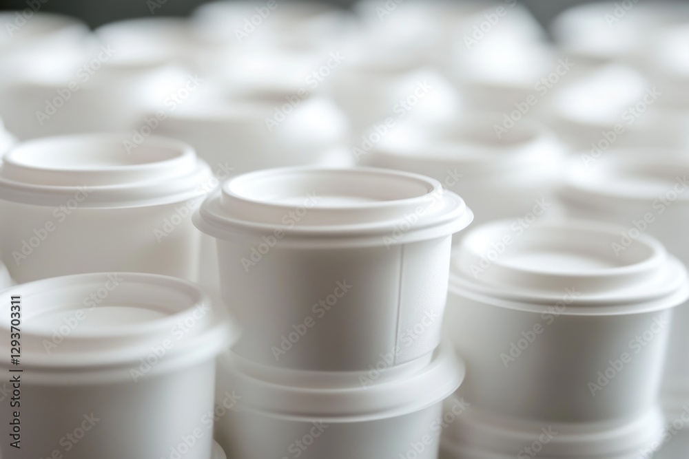 Aufkleber A collection of white cups arranged neatly on a table surface