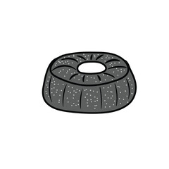 Fototapeta premium Vector Illustration of Flat Colored Line Art Style of Indonesian Traditional Snack Foods of Bolu Ketan Hitam