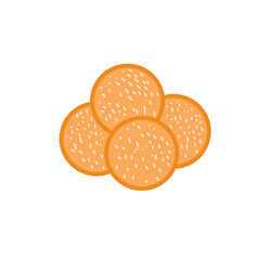 Vector Illustration of Flat Colored Line Art Style of Indonesian Traditional Snack Foods of Onde-onde
