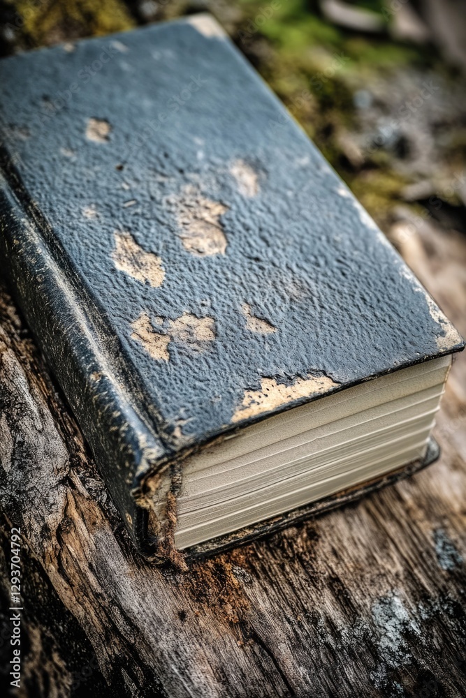 Poster a classic novel or textbook sits on a rustic wooden surface, ready for reading and learning