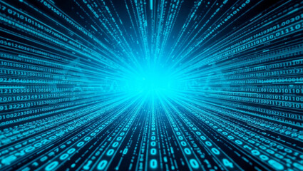 Futuristic Digital Data Stream &ndash; Binary Code and Technology Concept