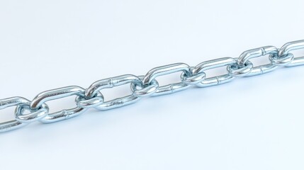 Obraz premium Close-up of a galvanized steel chain on a white background.