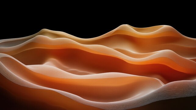 Soft, flowing shapes in warm orange tones create serene, abstrac
