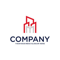 Fototapeta premium real estate logo design with house and building