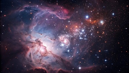 Naklejka premium Creative image of a nebula with ethereal clouds of gas and dust, portraying the artistic beauty of the cosmos and space. 