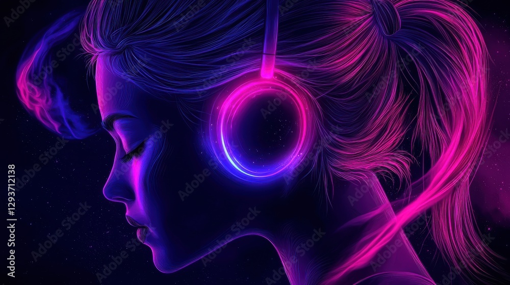 Poster mesmerizing digital art backdrop featuring a captivating display of neon light and color in a dark f