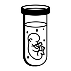 A hand drawn icon of ivf baby in a test tube 

