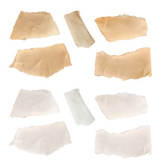 Torn Paper Texture Set - Vintage, Wrinkled, Ripped, Aged, Grunge, Transparent Background