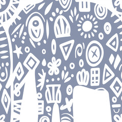 Abstract Elephant Pattern blue Zulu