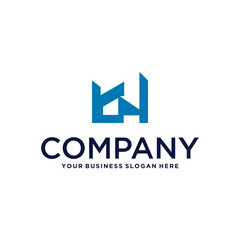 real estate logo design with house and building