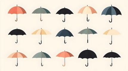 Obraz premium Minimalist Different color Umbrellas illustration