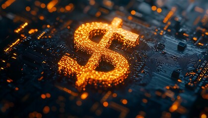 Glowing Dollar Sign on Circuit Board (1)