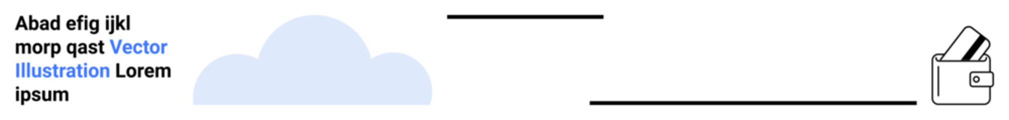 Cloud graphic connecting with wallet icon, including placeholder text. Ideal for cloud storage, data security, online transactions, digital services, fintech solutions, secure connectivity, tech