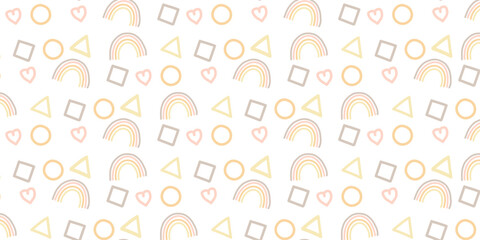 Childish pattern with cute elements seamless pattern for backgrounds, presentations, wrapping papers, prints, artworks. Vector illustration