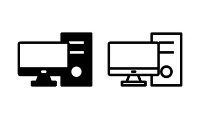 Computer icon logo design. computer monitor sign and symbol