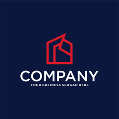 real estate logo design with house and building