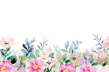 Watercolor colorful flower frame background 