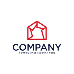 real estate logo design with house and building