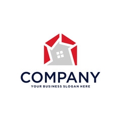 real estate logo design with house and building