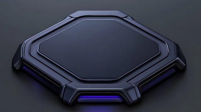 Futuristic Octagonal Platform With Subtle Blue Lighting