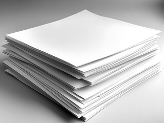 Stack of Blank White Paper Sheets for Printing